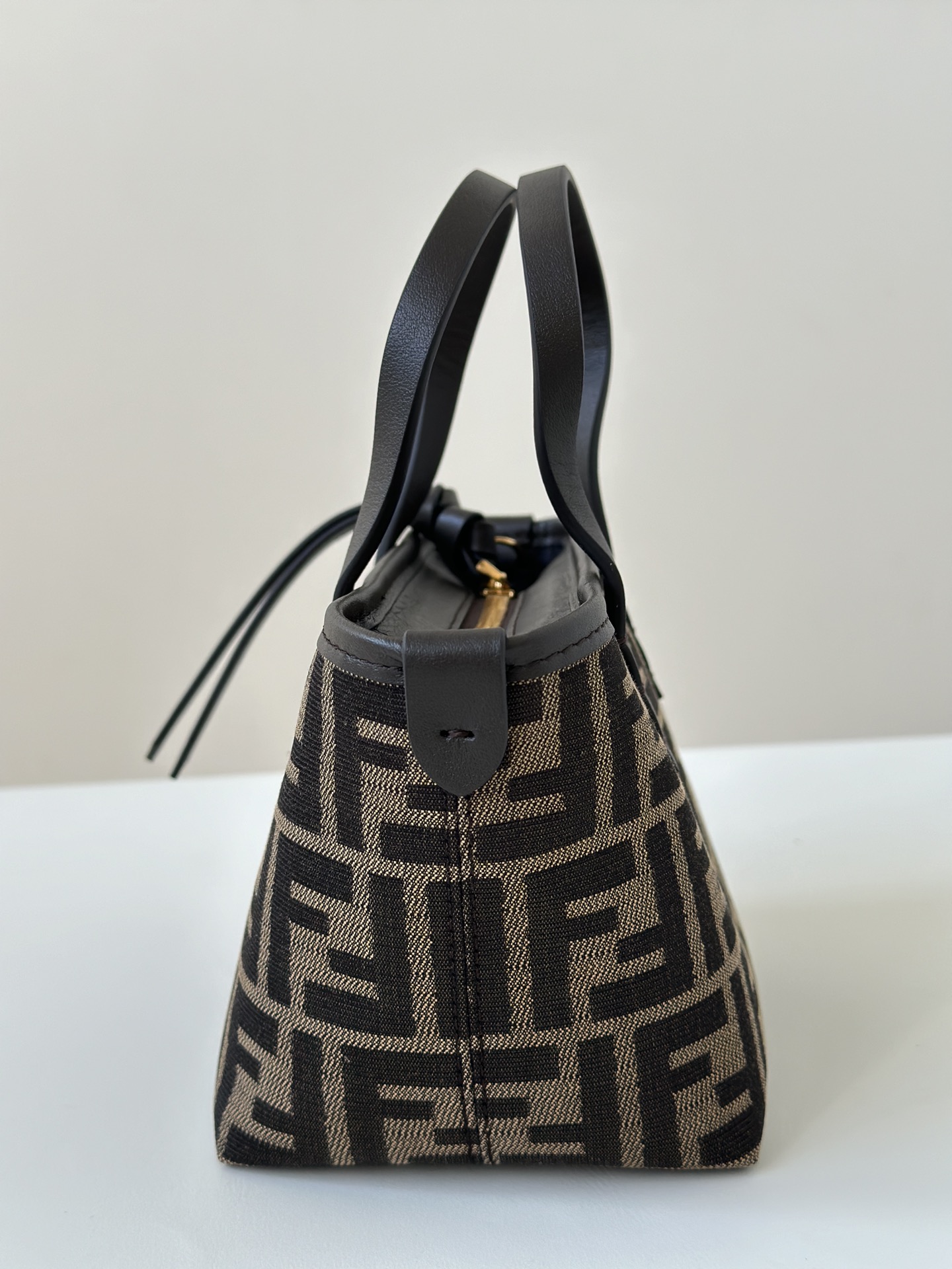 Fendi Mini Roll FF Jacquard Fabric Shoulder Bag Brown